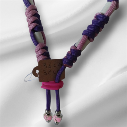 Vlooien / Tekenband + Keramische kralen 36-38 cm Handgemaakt Paars Roze