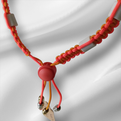 Vlooien / Tekenband + Keramische kralen 31-33 cm Handgemaakt Oranje