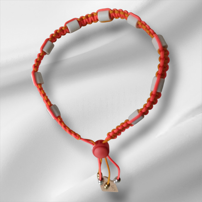 Vlooien / Tekenband + Keramische kralen 31-33 cm Handgemaakt Oranje