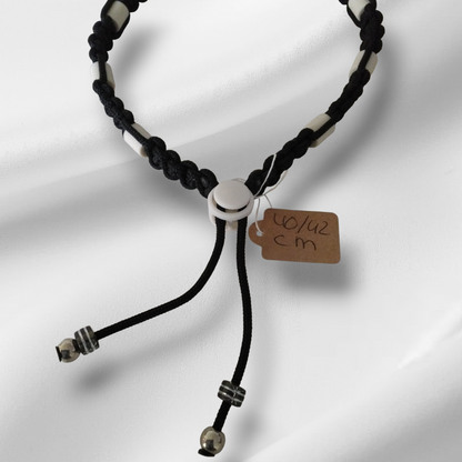 Vlooien / Tekenband + Keramische kralen 40-42 cm Handgemaakt Zwart