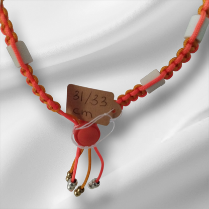 Vlooien / Tekenband + Keramische kralen 31-33 cm Handgemaakt Oranje