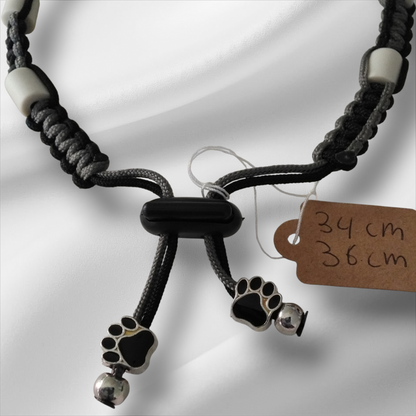 Vlooien / Tekenband + Keramische kralen 34-36 cm Handgemaakt Grijs Zwart