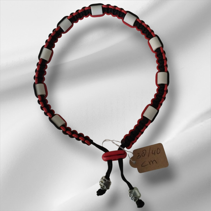 Vlooien / Tekenband + Keramische kralen 38-40 cm Handgemaakt Rood Zwart