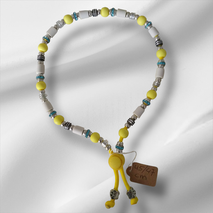 Vlooien / Tekenband + Keramische kralen 45-47 cm Handgemaakt Geel