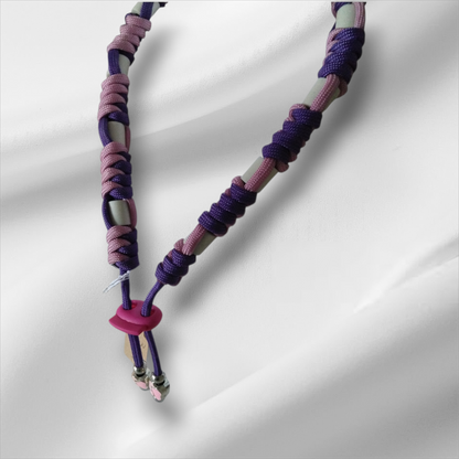 Vlooien / Tekenband + Keramische kralen 36-38 cm Handgemaakt Paars Roze