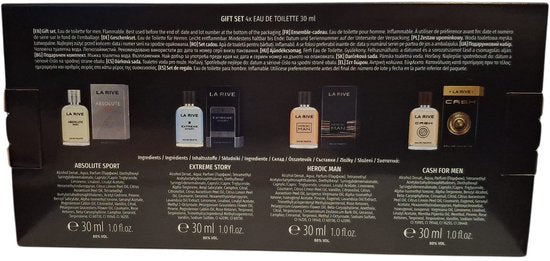 La Rive Miniatuurset Giftset For Men 4x30ml - Absolute Sport - Extreme Story - Heroic Man - Cash